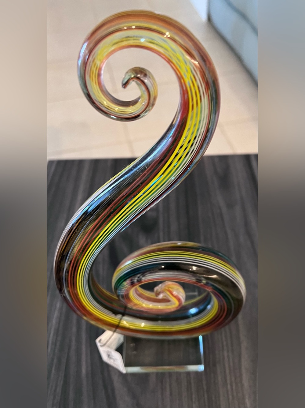 Murano Handblown Multicolor Glass Spiral Sculpture - Home Art